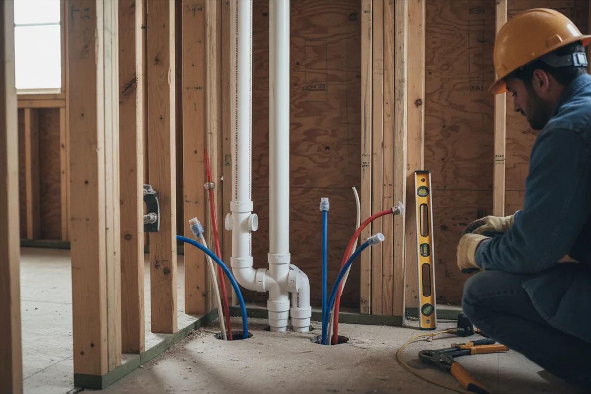 Drain and supply rough-in during Drain Cleaning in Echo Lake